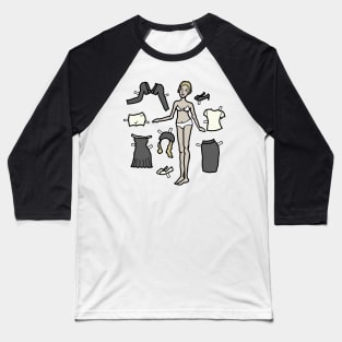 Paper Doll Pieces - Black and White and Blonde Baseball T-Shirt
